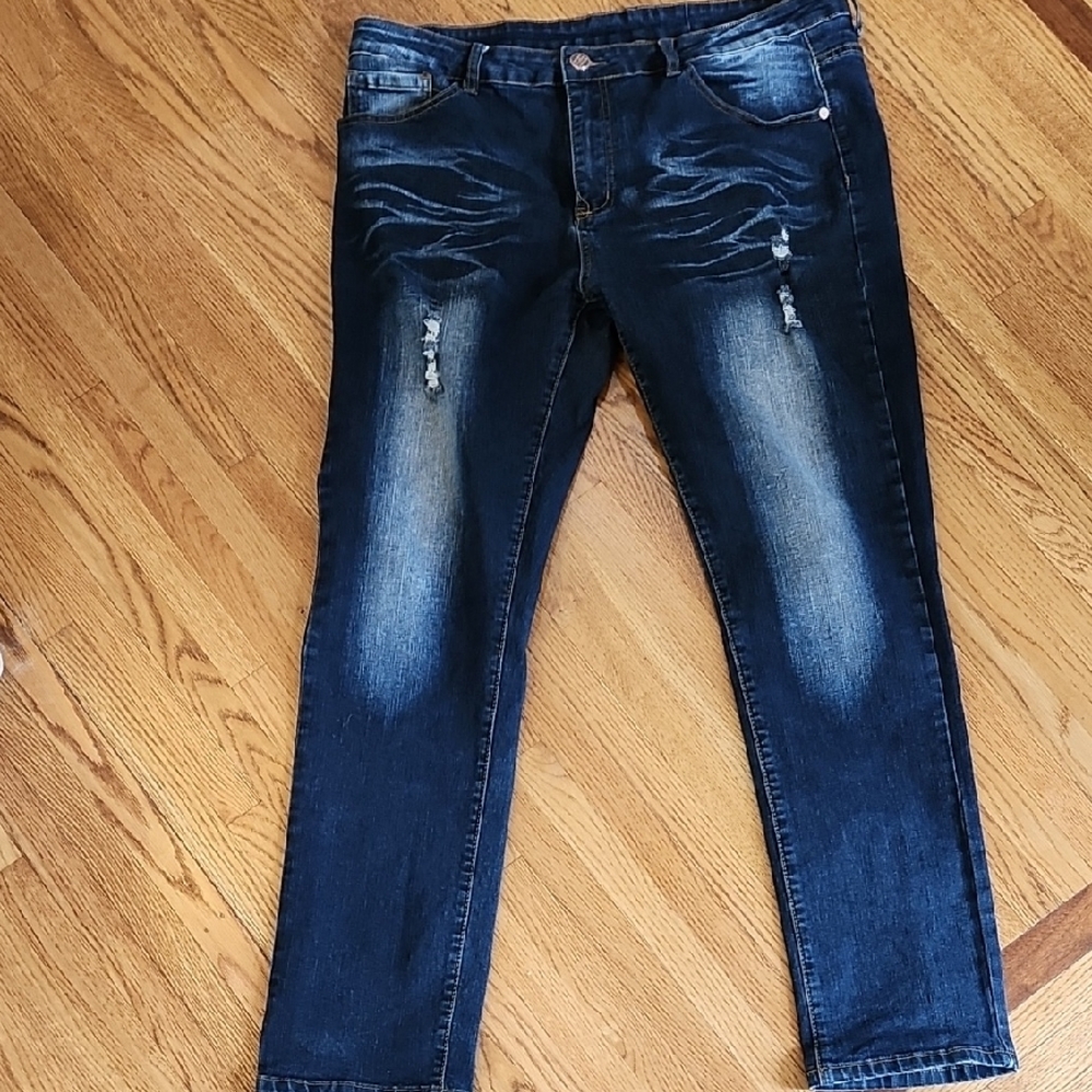 Junbaoss Men's Blue Distressed Jeans Size 38
